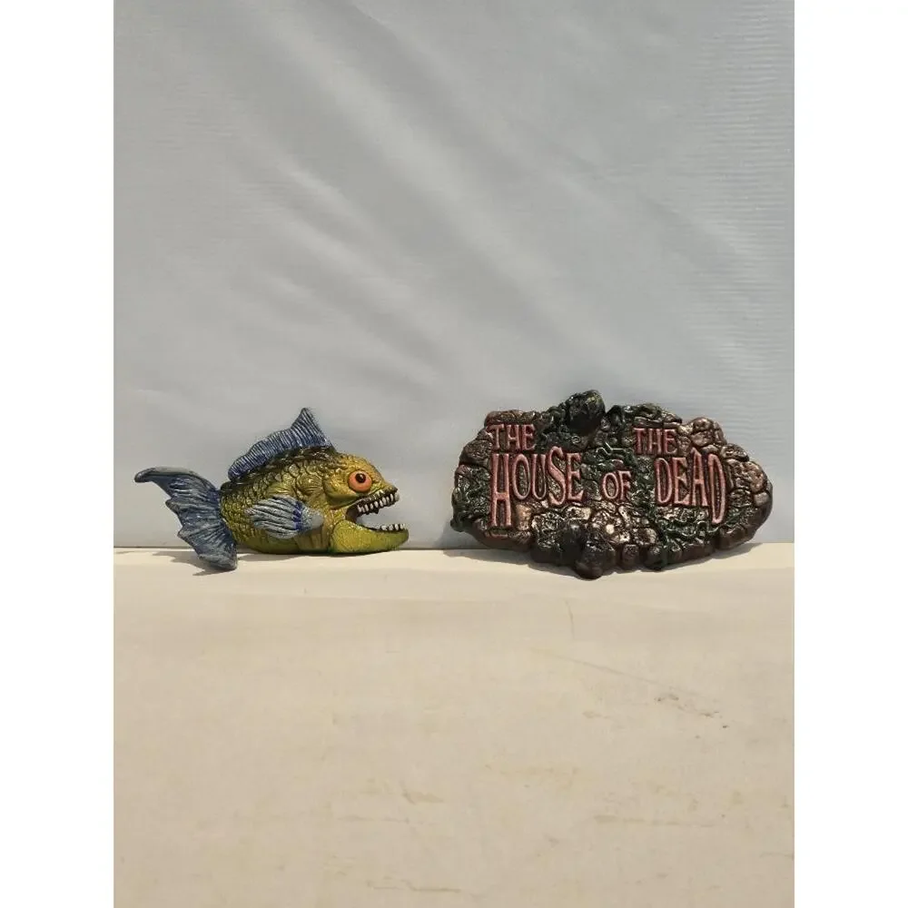 Lot of 2 Vintage The House of the Dead Arcade Plaque & Mutant Fish Figure